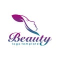 Beauty logo vector,Beauty and fashion logo template, face with leaf logo icon Royalty Free Stock Photo