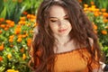 Beauty Long Wavy Hair. Beautiful Brunette Woman. Healthy Hairstyle. Outdoors portrait. Royalty Free Stock Photo