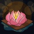 Beauty Lotus Lantern to Celebrate Ghost Festival, Vector Illustration Royalty Free Stock Photo