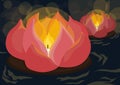 Beauty Lotus Lantern to Celebrate Ghost Festival, Vector Illustration Royalty Free Stock Photo