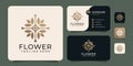 Beauty luxury golden flower leaf logo symbol for health yoga nature spa