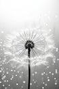 Beauty macro art nature poster flower drops monochrome blowball plant dandelion white black Royalty Free Stock Photo