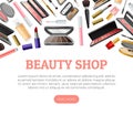 Beauty Make Up Banner Design with Cosmetics Product Vector Template Royalty Free Stock Photo