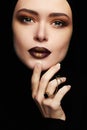 Beauty make-up.beautiful woman in trendy fashion jewelry ring Royalty Free Stock Photo