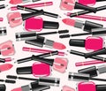 Beauty make up fashion cosmetics seamless pattern