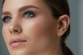 Beauty makeup. Woman face with eyes and eyebrows make-up Royalty Free Stock Photo