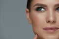 Beauty makeup. Woman face with eyes and eyebrows make-up Royalty Free Stock Photo