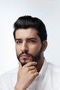 Beauty. Man With Hair Style And Beard Portrait. Handsome Male