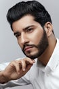 Beauty. Man With Hair Style And Beard Portrait. Handsome Male