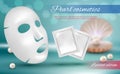 Beauty mask. Advertising illustration for female cleaning skin facial cosmetic realistic template