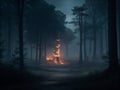 Beauty of a Misty Darkforest Capturing the Haunting Effects of Pollution, Generative Ai Royalty Free Stock Photo