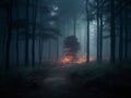 Beauty of a Misty Darkforest Capturing the Haunting Effects of Pollution, Generative Ai Royalty Free Stock Photo