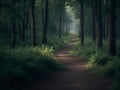 Beauty of a Misty Darkforest Capturing the Haunting Effects of Pollution, Generative Ai Royalty Free Stock Photo