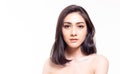 Beauty model asian woman with natural make up and long eyelashes, long hair. Spa and wellness. Youth and skin care concept. Portra