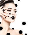 Beauty model girl with black makeup and long lushes Royalty Free Stock Photo