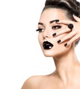 Beauty model girl with black makeup and long lushes Royalty Free Stock Photo