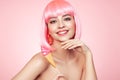 Beauty model portrait with pink hair Royalty Free Stock Photo