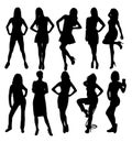 Beauty Model Silhouettes, art vector design Royalty Free Stock Photo