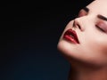 Beauty Model Woman.Beautiful Gorgeous Glamour Lady Portrait.Sexy Lips. Beauty Red Lips Makeup Royalty Free Stock Photo