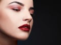 Beauty Model Woman.Beautiful Professional Makeup. Red Lips Royalty Free Stock Photo