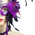 Beauty model woman wearing venetian masquerade carnival mask