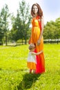 Beauty Mom and baby outdoors. Happy family playing in nature. Mo Royalty Free Stock Photo