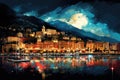 The beauty of Monte Carlo Monaco by night travel destination - abstract illustration Royalty Free Stock Photo