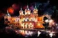 The beauty of Monte Carlo Monaco by night travel destination - abstract illustration Royalty Free Stock Photo