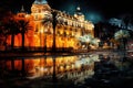 The beauty of Monte Carlo Monaco by night travel destination - abstract illustration Royalty Free Stock Photo