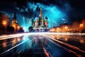 The beauty of Moscow Russia by night travel destination - abstract illustration