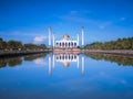 The beauty mosque when reflected on the water surface Royalty Free Stock Photo