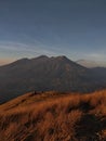 the beauty of Mount Arjuna in the morning with shades of orange