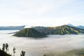 the beauty of mount bromo shrouded in mist in the morning