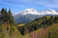 The beauty of mountain landscape. French Alps, view of Mont Blanc