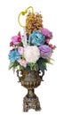 Beauty multicolor bouquet flowers decoration in retro brown ceramic vase