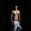 Beauty muscle body sports man in studio