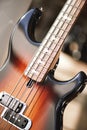 Beauty of musical instrument. Close view of the beautiful brown electric guitar Royalty Free Stock Photo