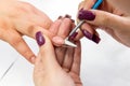 Beauty nails construction whit gel Royalty Free Stock Photo