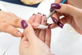 Beauty nails construction whit gel Royalty Free Stock Photo