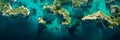 beauty of natural archipelagos from above, highlighting the patterns created by interconnected islands, reefs, and Royalty Free Stock Photo