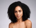 Beauty, natural and portrait of hair care black woman with healthy skincare and afro texture. African hair grooming