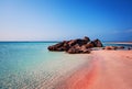 Beauty of Nature. Beautiful Elafonissi Beach with Pink Sand Royalty Free Stock Photo