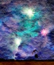 Landscape with trees and universe filled with stars. Abstract nebula or galaxy. Astronomy conceptual background