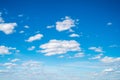 The beauty of nature for graphic design, ecology and clean air. Bright blue sky and many white clouds. For desktop background. Royalty Free Stock Photo
