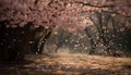 Beauty in nature illuminated by sunlight, cherry blossom in springtime generated by AI