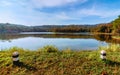 Beauty of Nature and Landmark at Natural Study and Eco Jetkod-Pongkonsao, Saraburi, Thailand. Beautiful lake with blue sky, green