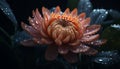 Beauty in nature: a wet, pink lotus blossom in pond generated by AI Royalty Free Stock Photo