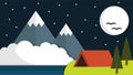 Beauty Night Flat design outdoor landscape background with oaoercut style, good for background, event and wallpaper