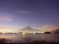 beauty night landscape view from kawaguchi lake with sky and fuji mountain range background (soft focus) from japan Royalty Free Stock Photo