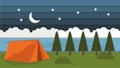 Beauty Night Outdoor Summer camp landscape background with oaoercut style, good for background, event and wallpaper